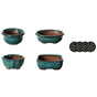 Decorative Mini Glazed Ceramic Bonsai Succulent Pots Flower Planter with Drainage Holes, 4 Pack - LEHADAR