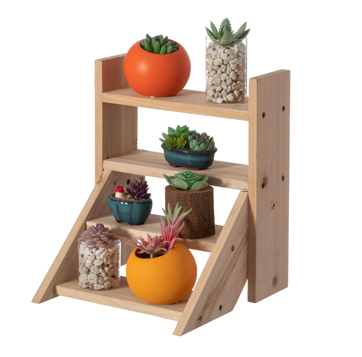 Flower Pots Plant Stand for Indoor Outdoor Wooden Shelves Planter Furniture with Multiple Shelves | Brown Flower Display Storage Rack for Living Room and Garden - LEHADAR