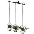 Decorative Metal Hanging Planter with Tree Pots for Flowers, White and Black - LEHADAR