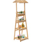 Multi-Functional Wooden Shelf Plant Stand, Storage Rack and Bookcase for Indoor and Covered Outdoor Spaces - Enhances Patios, Porches, Living Rooms, Balconies, Corners, Gardens, and Home Offices - LEHADAR