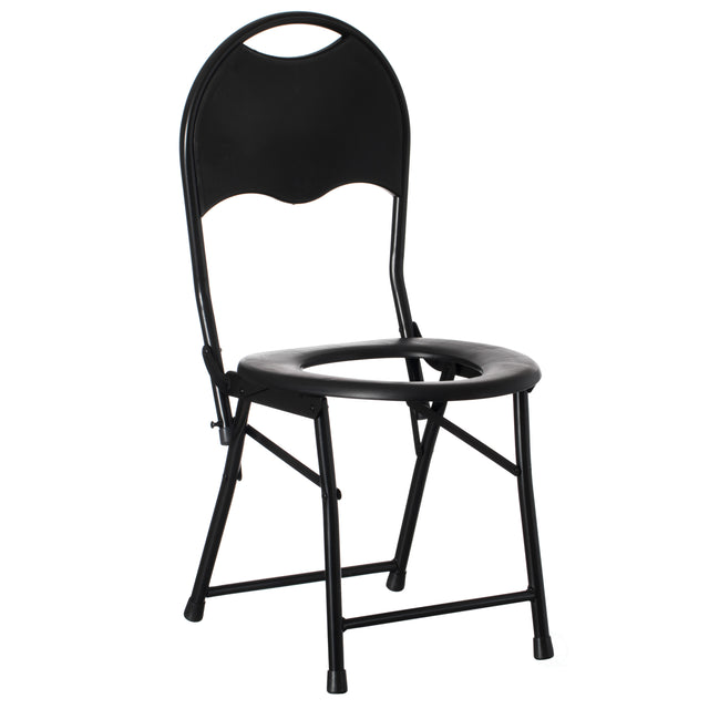 Black Folding Portable Toilet Seat for Camping and Hiking with Backrest - LEHADAR