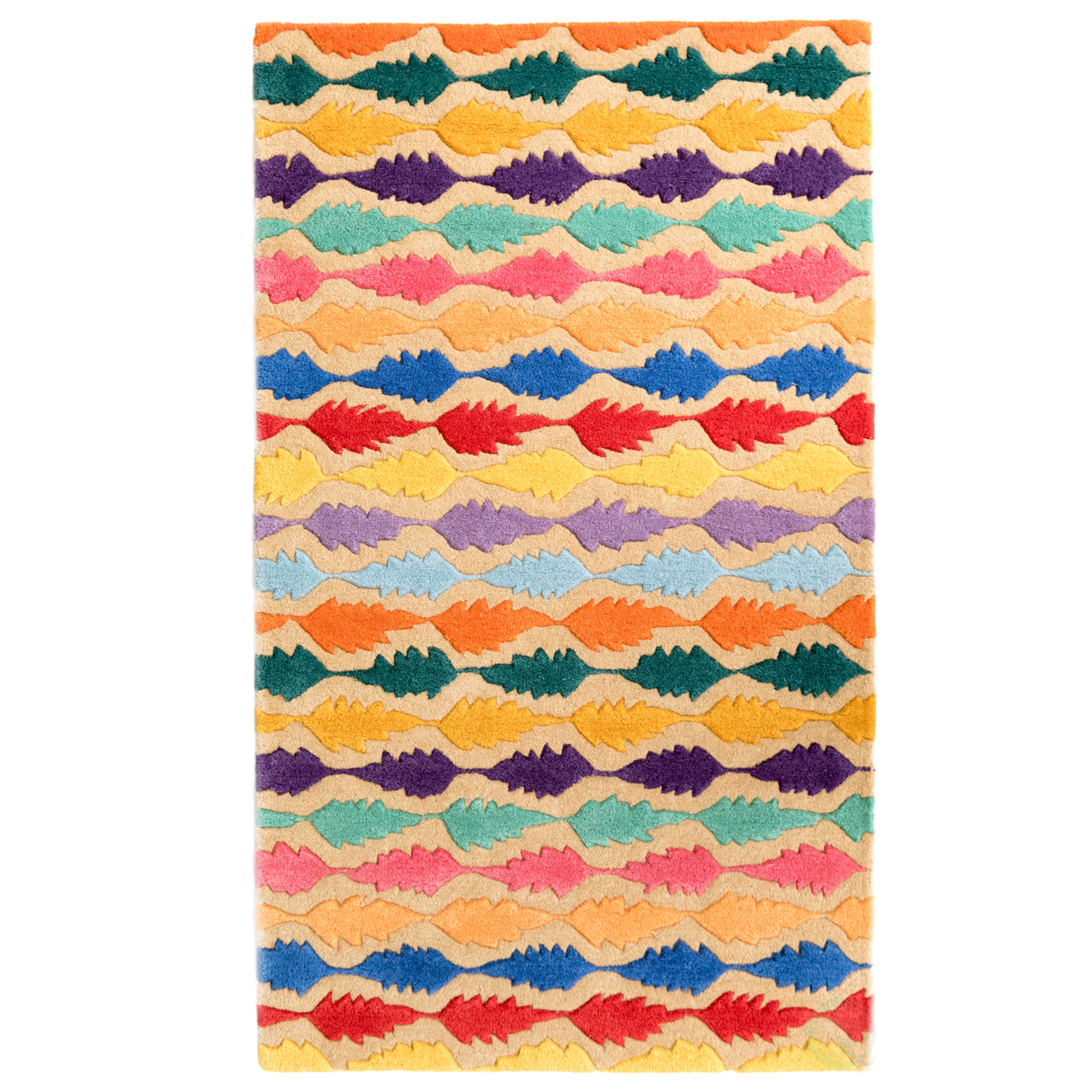 Handtufted Multicolored Leaf Design 100% Wool Area Rug, 3' x 5' Rectangle - LEHADAR
