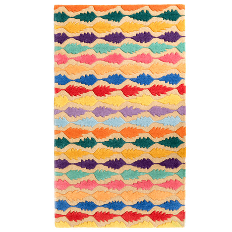 Handtufted Multicolored Leaf Design 100% Wool Area Rug, 3' x 5' Rectangle - LEHADAR