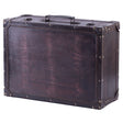 Vintage Style Brown Wooden Suitcase with Leather Trim - LEHADAR