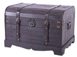 Antique Style Black Wooden Steamer Trunk, Coffee Table - LEHADAR