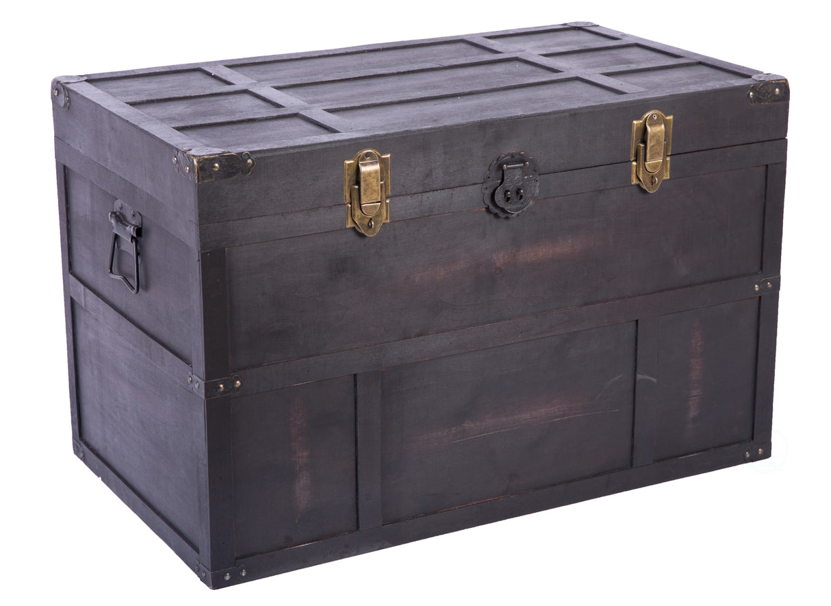 Antique Style Wooden Steamer Trunk - LEHADAR