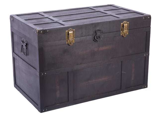 Antique Style Wooden Steamer Trunk - LEHADAR