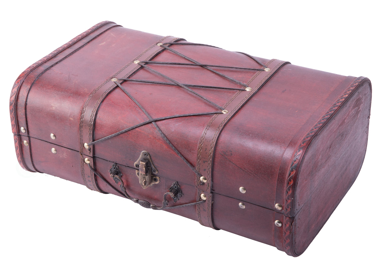 Pirate Style Cherry Vintage Wooden Luggage with X Design - LEHADAR
