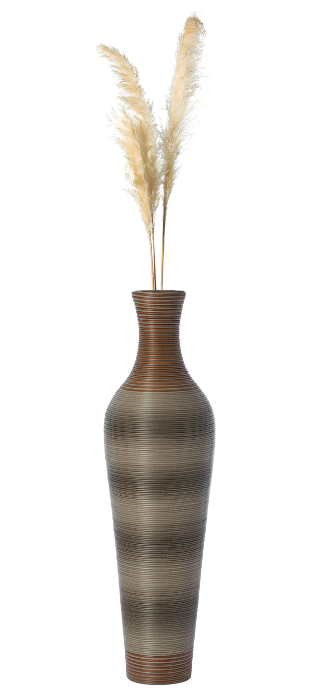 39-Inch-Tall Vase, Brown Decorative Floor Vase, Classic Neat Floor Vase Tall Freestanding Flower Holder, Artificial Rattan Vase, PVC Floor Vase, Flower Holder for Home Decor - LEHADAR