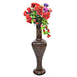 Antique Decorative Brown Hand Curved Mango Wood Floor Flower Vase with Unique Textured Pattern, 30 Inch - LEHADAR