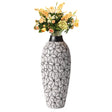 Timeless Flower-Inspired Ceramic Vase - Unique White 17-Inch-Tall Round Table Decor for Entryway, Dining Room, Living Room - Classic White Pottery - Elegant Home Accent with Chic Floral Touch - LEHADAR