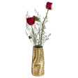 9-Inch Tall Ceramic Bent Melted Modern Style Sculpture Table Centerpiece Flower Vase, Unique Decorative Vase in Elegant Gold Finish, Perfect for Home or Office Display, Ideal for Fresh or Dried Flowers - LEHADAR