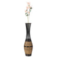 Elegant Antique 34-inch-tall Trumpet Style Floor Vase - Versatile Entryway or Living Room, or Bedroom Decor with Decorative Bamboo Rope Accent - Rich Brown Finish ‰ÛÒ Modern Statement Vase - LEHADAR