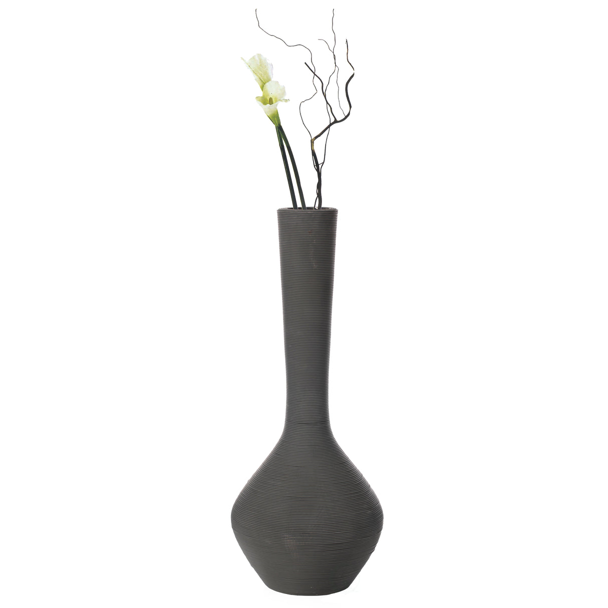 Tall Floor Vase, Modern Charcoal Grey Extra Large Floor Vase, 38-inch Trumpet Style Plastic Vase, Decorative Lightweight Vase, for the Entryway, Dining Room, Living Room, or Bedroom - LEHADAR