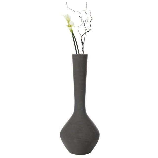 Tall Floor Vase, Modern Charcoal Grey Extra Large Floor Vase, 38-inch Trumpet Style Plastic Vase, Decorative Lightweight Vase, for the Entryway, Dining Room, Living Room, or Bedroom - LEHADAR
