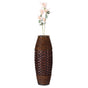 Antique Cylinder Style Floor Vase For Entryway or Living Room, Bamboo Rope, Brown 26" Tall - LEHADAR