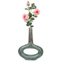 Decorative Antique Aluminium-Casted Table Centerpiece Flower Vase, Two Tone Patina Green 19.25 Inch - LEHADAR