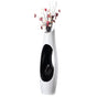 Modern Unique Design White Floor Flower Vase with Black Interior, for Living Room, Entryway or Dining Room, 43 inch - LEHADAR