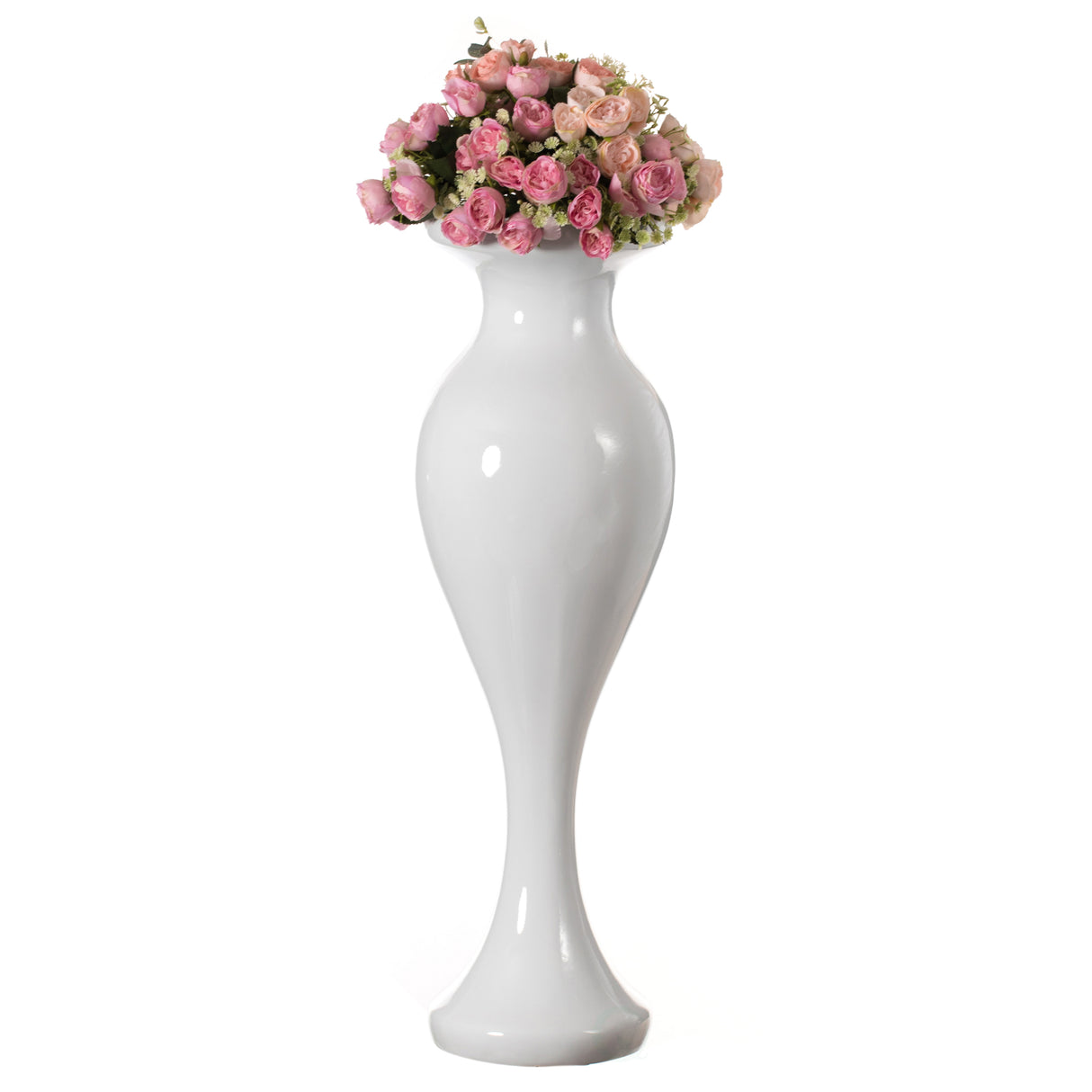 Decorative Large White Trumpet Design Modern Flower 32 Inch Tall Floor Vase - Contemporary Home Decor Accent for Living Room, Entryway, or Dining Room - Statement Piece with Versatile Styling Options - LEHADAR