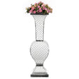 Decorative Trumpet Floor Vase, Silver Studs, White Pearl Design, 40 Inch, Floral Display, Living Room, Entryway, Dining Room, Elegant Statement Piece, Home Accent, Wedding Decor, Unique Tall Vase - LEHADAR