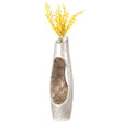 Modern Unique Design White Floor Flower Vase with Gold Interior, for Living Room, Entryway or Dining Room, 43 inch - LEHADAR