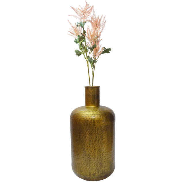 Antique Gold Metal 26 in Tall Floor Bottle Shape Vase for Entryway, Living Room, or Dining Room, Decorative, Tall, Home Decor, Classic Design, Living Room Centerpiece, Gold Finish, Unique Floor Accent - LEHADAR