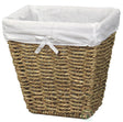 Woven Seagrass Small Waste Bin Lined with White Washable Lining - LEHADAR