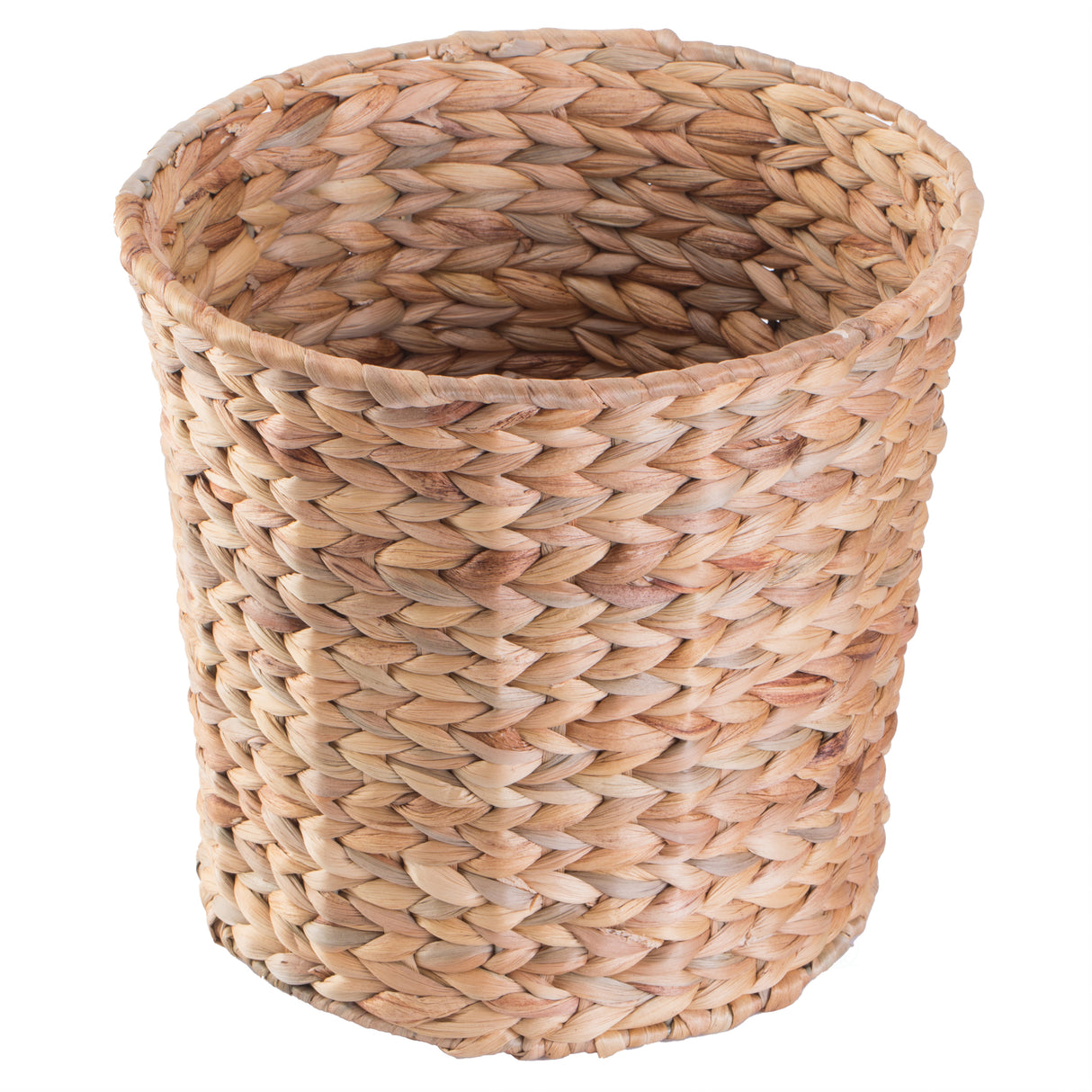 Natural Water Hyacinth Round Waste Basket - For Bathrooms, Bedrooms, or Offices - LEHADAR