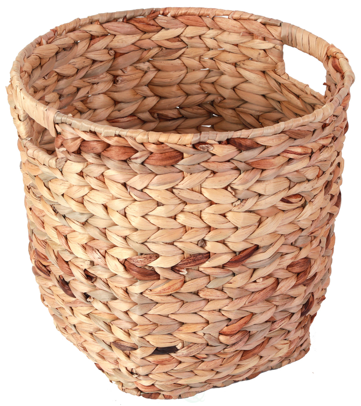 Large Round Water Hyacinth Wicker Basket with Handles - Handwoven Trash Bin for Bedroom, Bathroom, Living Room, Home Office, Kitchen or Any Room in the House - LEHADAR