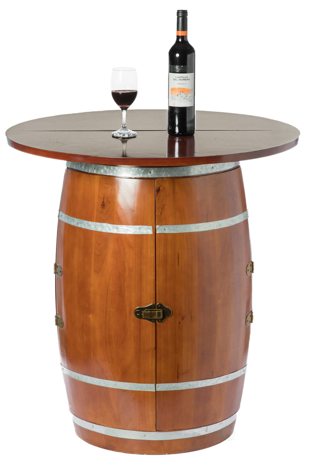 Wine Barrel Round Table Wine Storage Cabinet - LEHADAR