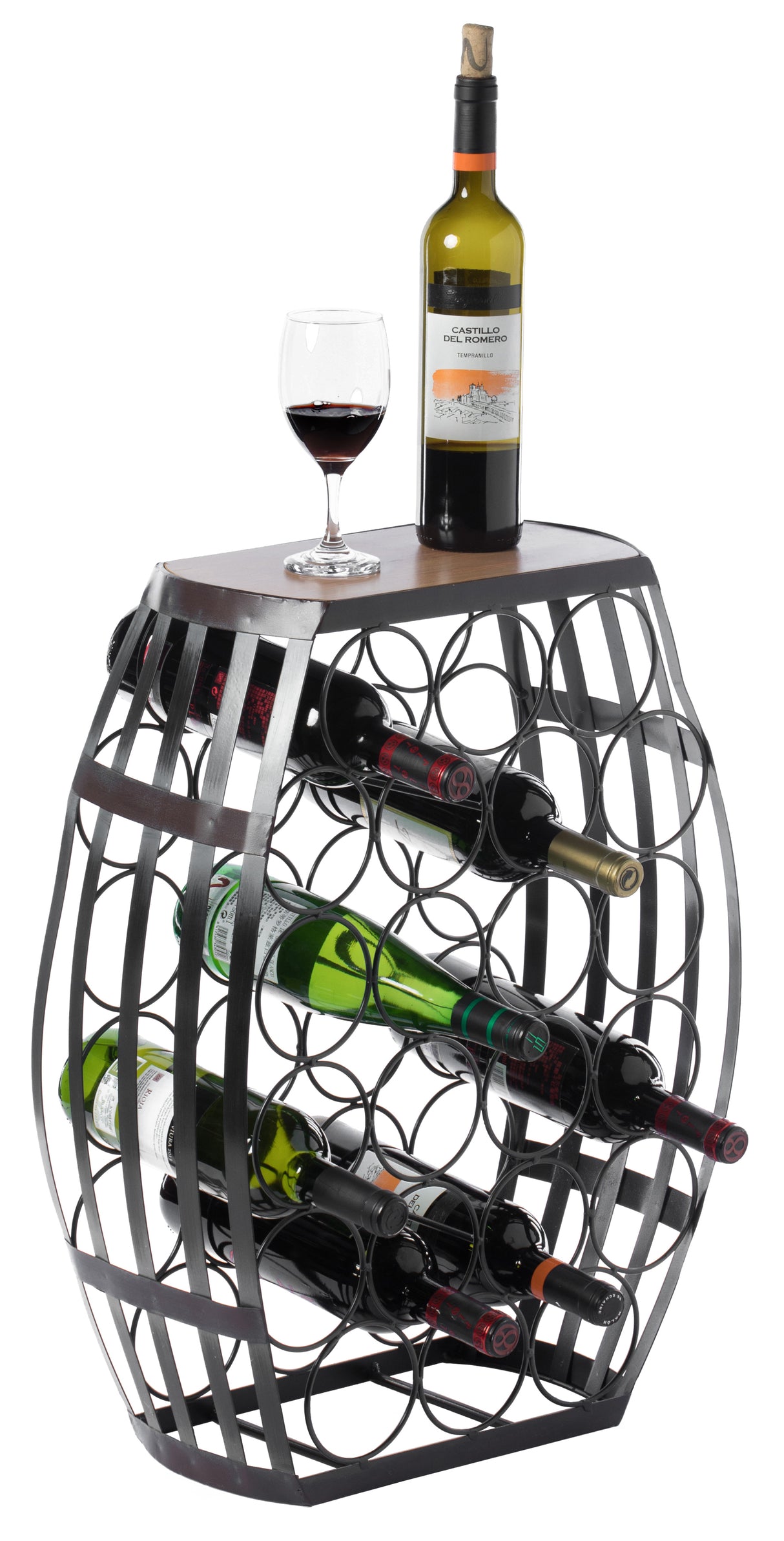 Barrel Shaped 22 Bottles Decorative Table Wine Rack Storage - LEHADAR