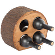 Round Wood Log Style with Bark 4 Bottle Countertop Wine Rack Holder - LEHADAR