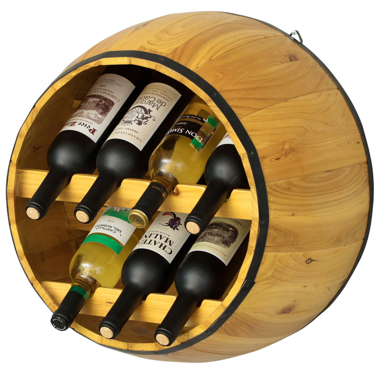 Wooden Hanging Wine Barrel Wine Rack - LEHADAR