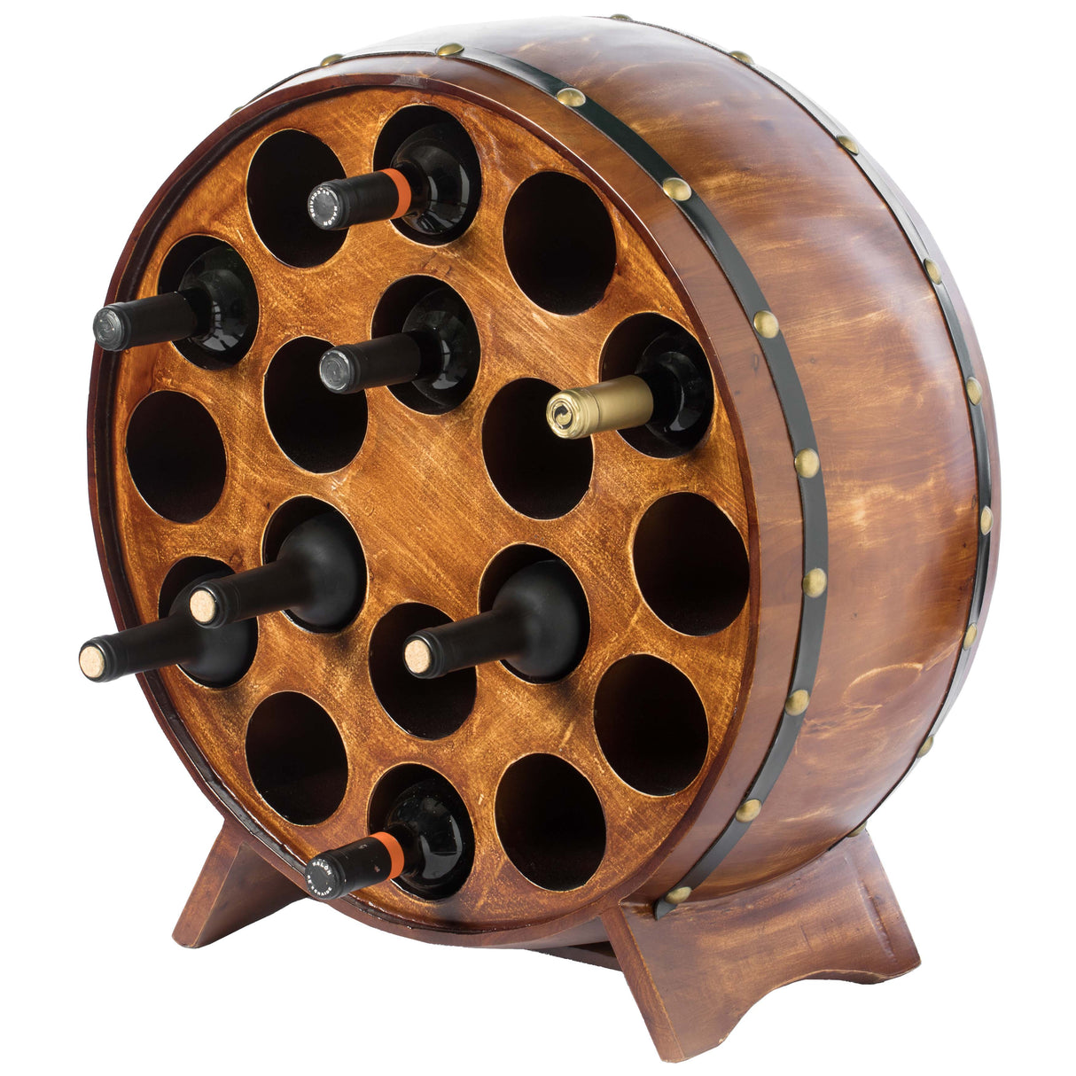 Wooden Stackable Round Shaped Wine Barrel Wine Rack, 1 Rack - LEHADAR