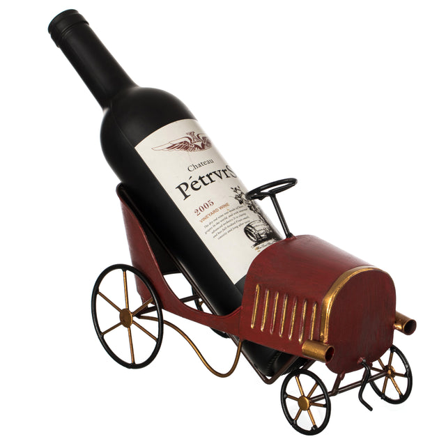 Metal Figurine Car Shaped Vintage Wine Single Bottle Holder Stand Rack - LEHADAR