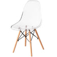 Mid-Century Modern Style Dining Chair with Wooden Dowel Eiffel Legs, DSW Transparent Plastic Shell Accent Chair, Clear - LEHADAR