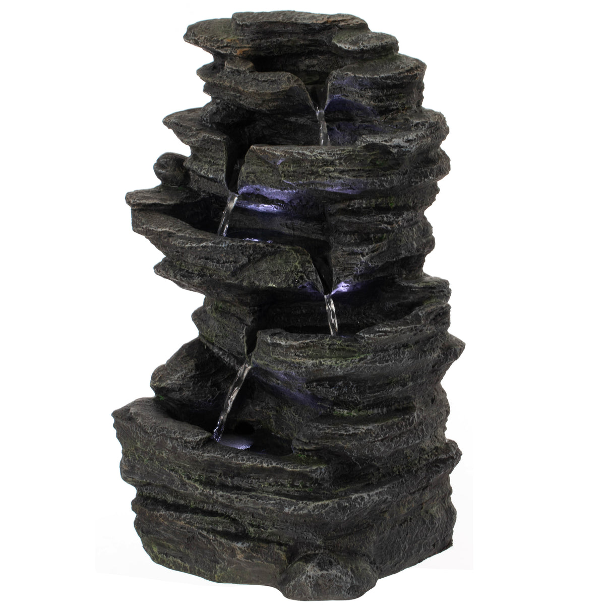 Cascading Electric Powered 5-Tier Rock Water Fountain 18" for Indoor and Outdoor Use - LEHADAR