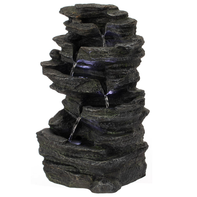Cascading Electric Powered 5-Tier Rock Water Fountain 18" for Indoor and Outdoor Use - LEHADAR