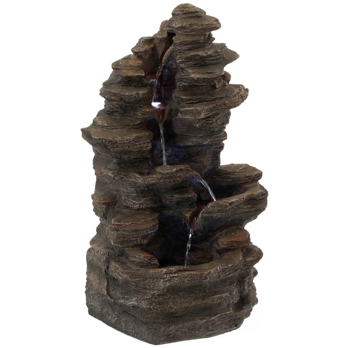 Cascading Electric Powered 4-Tier Rock Water Fountain 24" for Indoor and Outdoor Use - LEHADAR