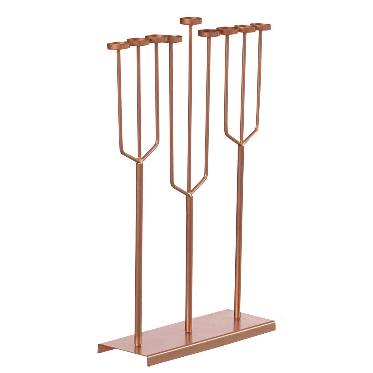 Modern Design Small Hanukkah Menorah Exceptional presentational piece, 9 Branch Tea Light Candle Holders, Rose Gold