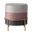 Round Velvet Ottoman Stool 16" Tall Tricolor with Gold Metal Stand - LEHADAR