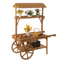 Wooden 3 Tier Rolling Table Cart With 2 Wheels for Home Decor, Display Rack, Lemonade stand, Food Stand, or Tea Stall - LEHADAR