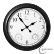 24-inch Large Outdoor Wall Clock Thermometer Combo, Waterproof Hygrometer Silent Battery Operated Clocks Timepiece Garden Weather Master Station for Home Indoor or Patio Pool Photography Props Black - LEHADAR