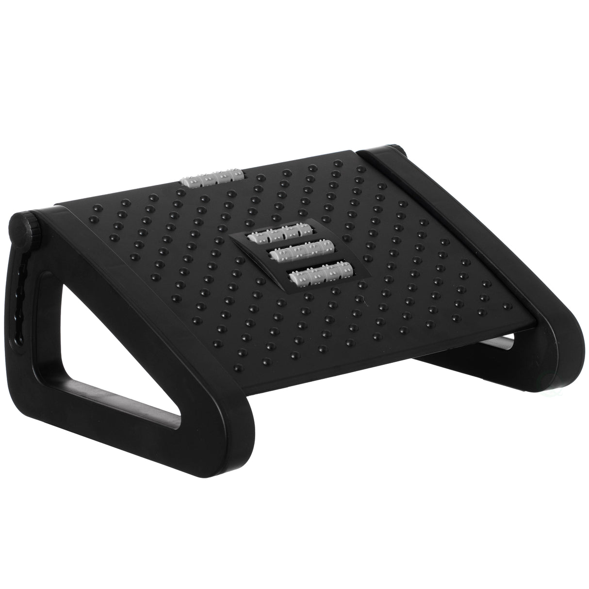 Black Triangular Footrest Massage Under Desk with Soothing Massage Points and Rollers, Adjustable Foot Stool Support with 6 Height Positions - LEHADAR
