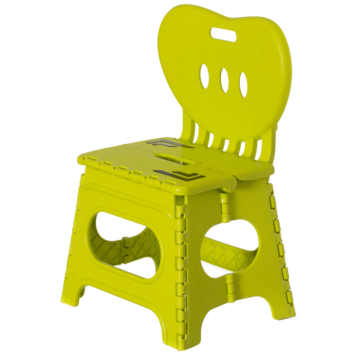 Plastic Foldable Step Stool with Back Support, Heart Shaped Backrest, Portable Chair with Handle, Kids Stepping Stool and Bathroom Stool, Collapsible Step Stool, Green - LEHADAR