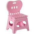Plastic Foldable Step Stool with Back Support, Heart Shaped Backrest, Portable Chair with Handle, Kids Stepping Stool and Bathroom Stool, Collapsible Step Stool, Pink - LEHADAR