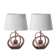 Table Lamps, 16" Decorative Ceramic Table Lamp, with Reflecting Silver and Pink Circular Stand and White Cotton Lampshade, Unique Lamp for Living Room or Bedroom, Set of 2 - LEHADAR