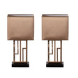 Table Lamp, Decorative Metal Table Lamp with Gold Modern Stand and Brown Silk Lampshade 17 Inch, Unique Lamp for Home Decor Living Room or Bedroom, Set of 2 - LEHADAR