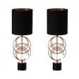 Table Lamp, 26 Inch Decorative Metal Table Lamp with Gold Circular Stand and Black Cotton Lampshade, Unique Lamp for Home Decor Living Room or Bedroom, Set of 2 - LEHADAR