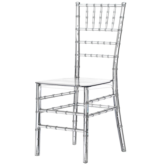 Modern Acrylic Stackable Chiavari Dining Chair, Clear Party Chair, Crystal Acrylic Chair for Events and Weddings, Single - LEHADAR